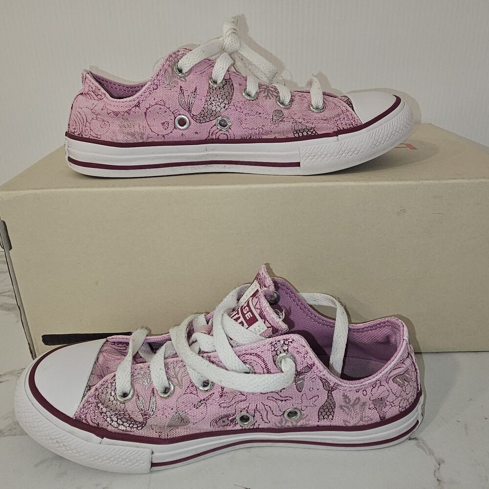 Converse Chuck Taylor All Star Pink Mermaid Unicorn Youth 2 Low Top Sneakers